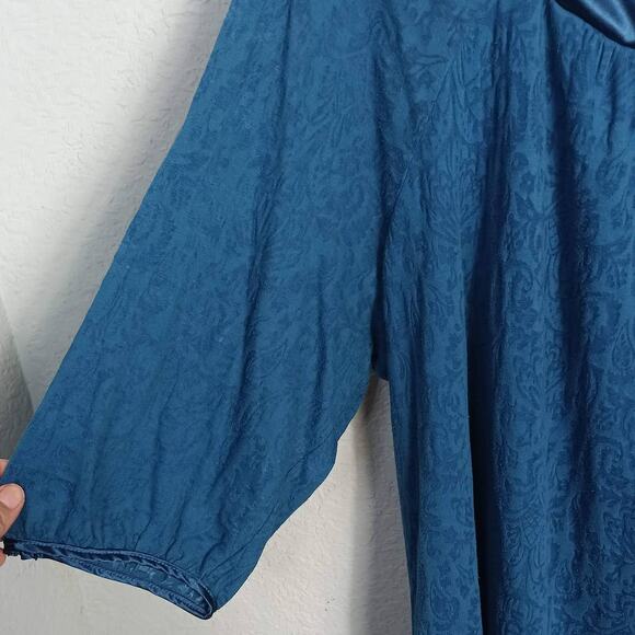 JUST MY SIZE Womens 4X (26W/28W) Blue Green Tunic Top Blouse Lace Sleeves Flowy‎ - Picture 5 of 10